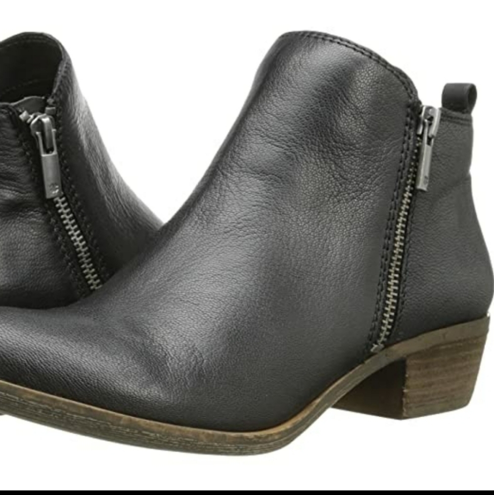 Lucky Brand Basel Black Leather Ankle Boots